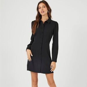 Forever 21 Collared Button-Front Mini Dress, black, size large. NWT.